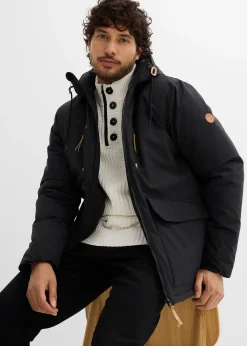 Homme bonprix Vestes|Parka d’hiver à capuche et détails enduits