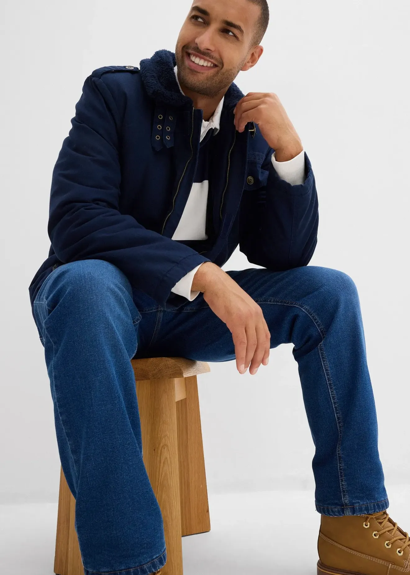 bonprix Parka d’hiver 100% coton avec doublure sherpa|Homme Vestes