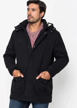 Homme bonprix Vestes|Parka d’hiver avec capuche doublée peluche