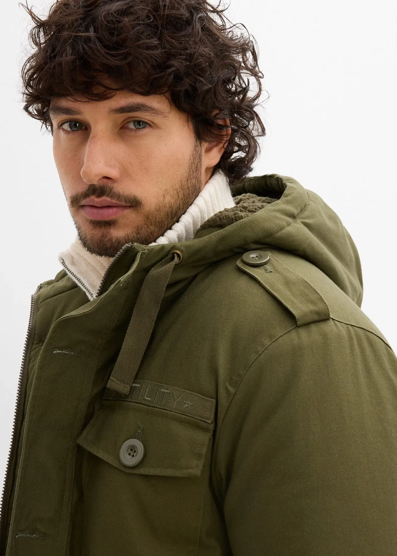 Homme bonprix Vêtements De Plein Air|Vestes|Parka d’hiver style militaire à doublure sherpa douce