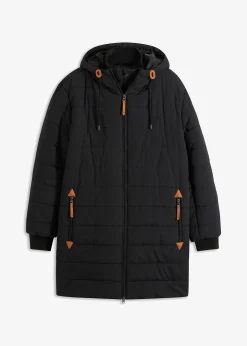 Homme bonprix Vestes|Parka matelassée et rembourrée à capuche et détails enduits