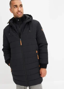 Homme bonprix Vestes|Parka matelassée et rembourrée à capuche et détails enduits