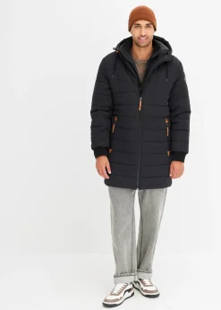Homme bonprix Vestes|Parka matelassée et rembourrée à capuche et détails enduits