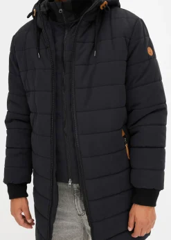 Homme bonprix Vestes|Parka matelassée et rembourrée à capuche et détails enduits