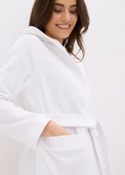 bonprix Peignoir à capuche en éponge 100% coton|Femme Peignoirs|Basiques
