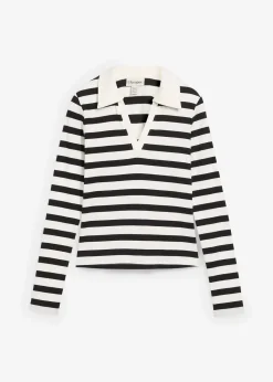 Femme bonprix T-Shirts & Tops|Polo côtelé à manches longues