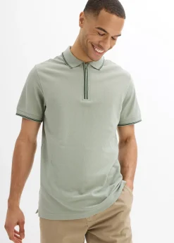 bonprix Polo zippé en maille piquée 100% coton|Homme T-Shirts & Polos