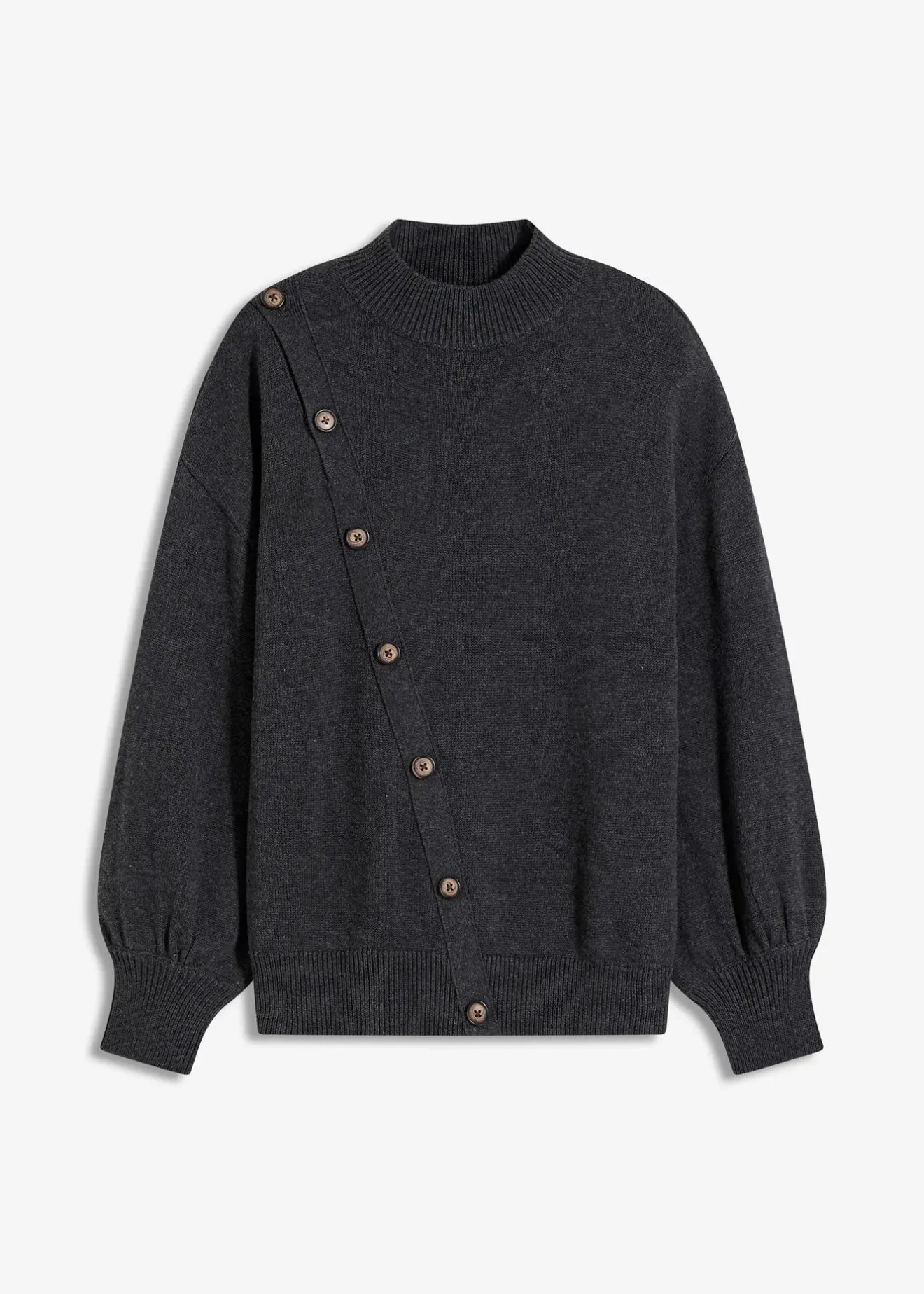 bonprix Pull à boutonnage asymétrique|Femme Maille|Pulls & Gilets