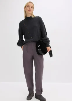 bonprix Pull à boutonnage asymétrique|Femme Maille|Pulls & Gilets