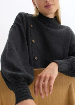 bonprix Pull à boutonnage asymétrique|Femme Maille|Pulls & Gilets