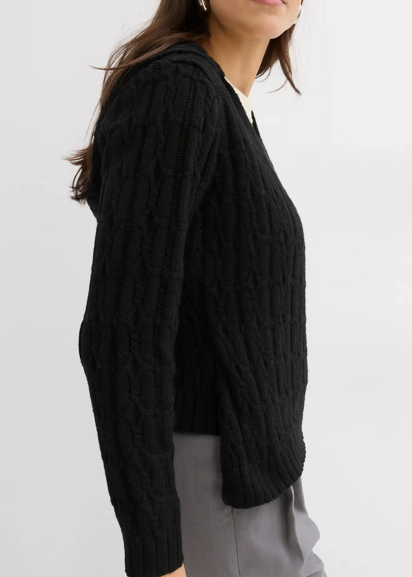 bonprix Pull à capuche et base asymétrique|Femme Maille|Pulls & Gilets