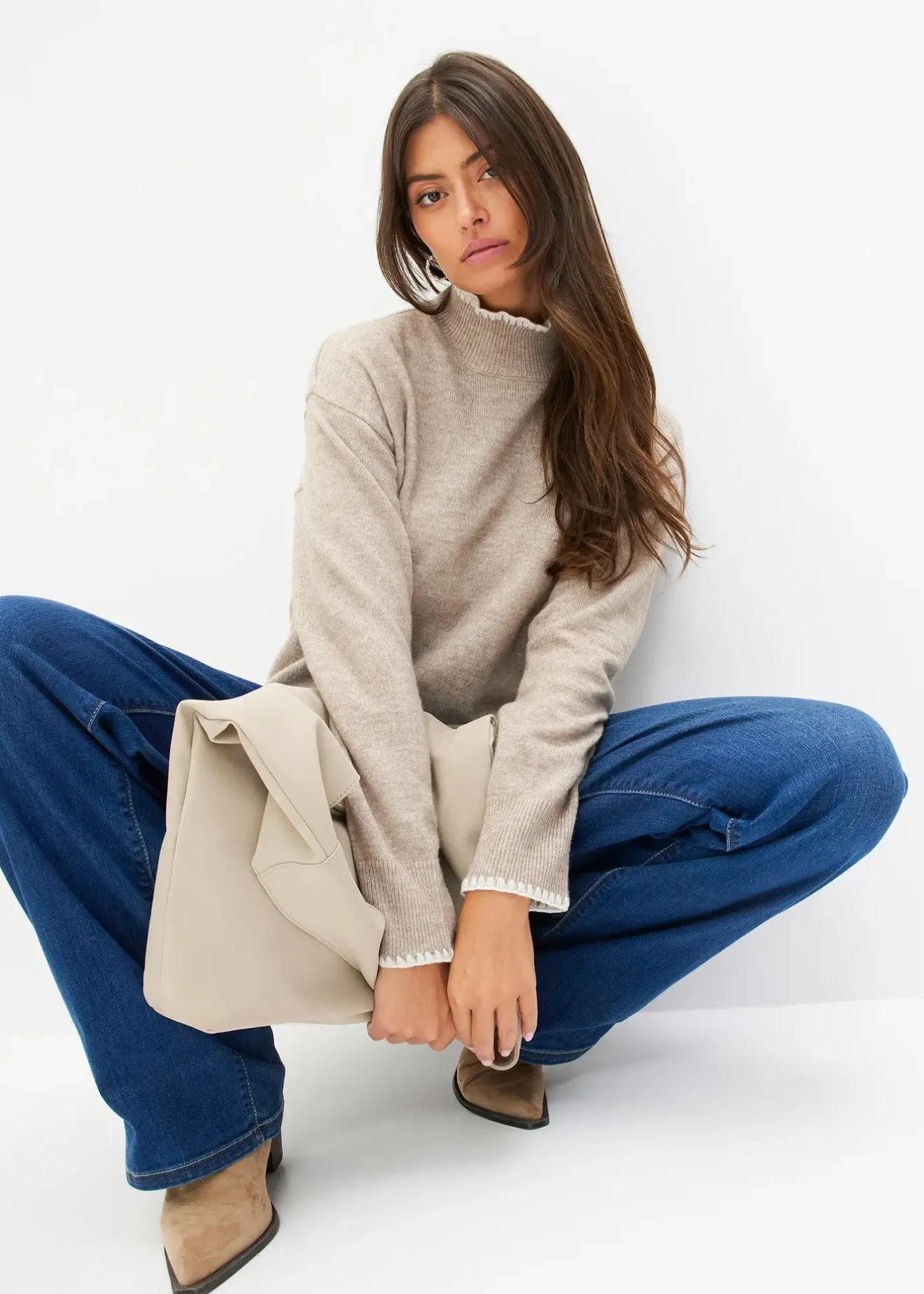 Femme bonprix Maille|Pulls & Gilets|Pull à col montant