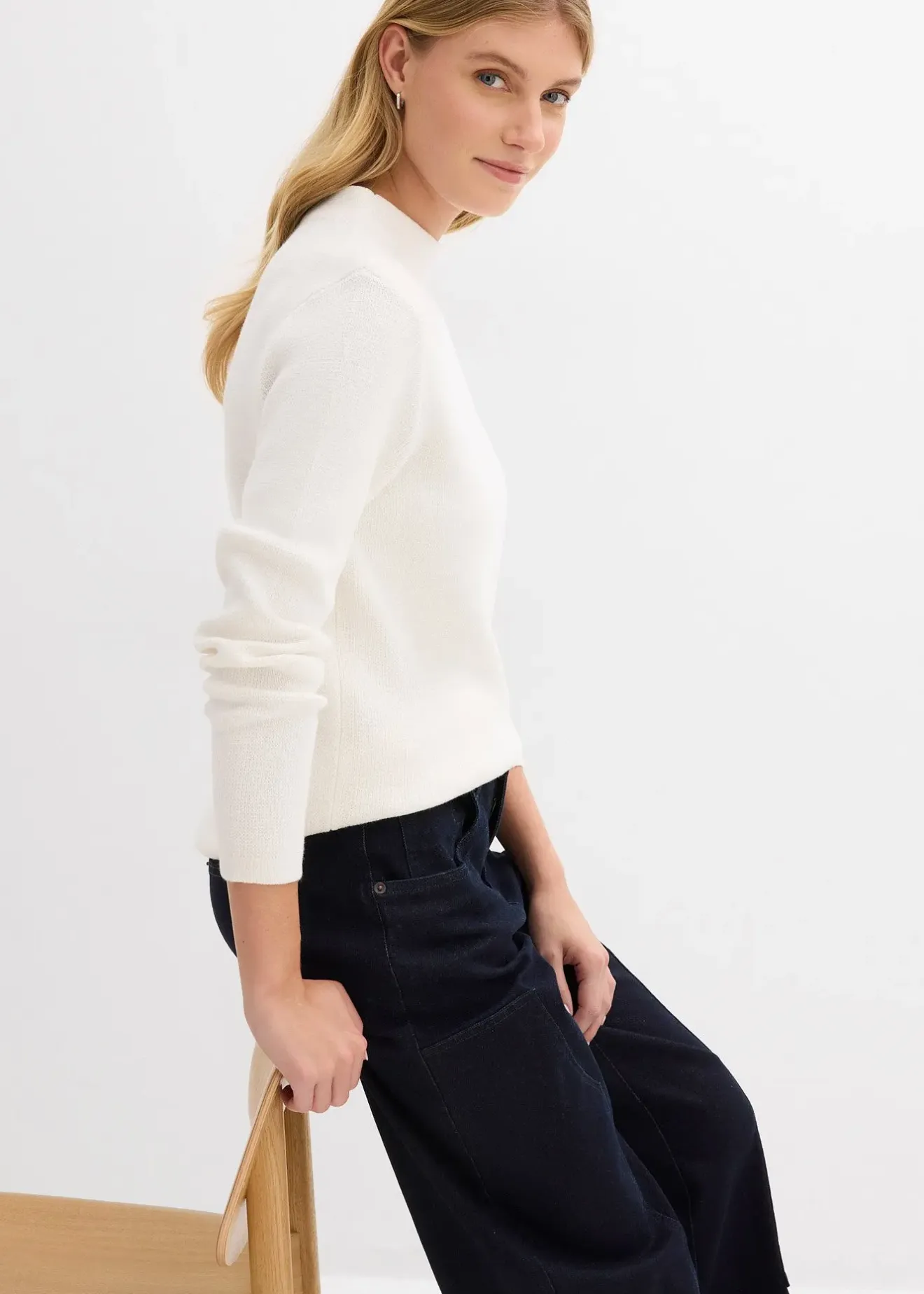 bonprix Pull à col montant|Femme Maille|Basiques