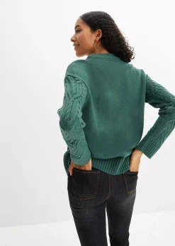 Femme bonprix Maille|Pulls & Gilets|Pull à col rond avec motif torsadé