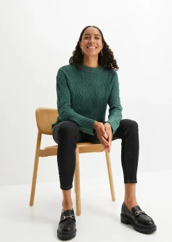 Femme bonprix Maille|Pulls & Gilets|Pull à col rond avec motif torsadé