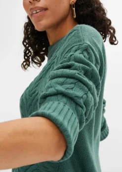 Femme bonprix Maille|Pulls & Gilets|Pull à col rond avec motif torsadé