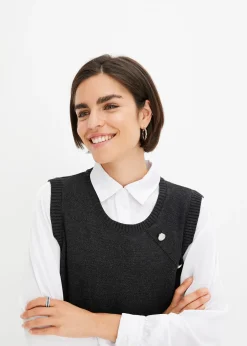 bonprix Pull à empiècement chemisier|Femme Maille|Pulls & Gilets