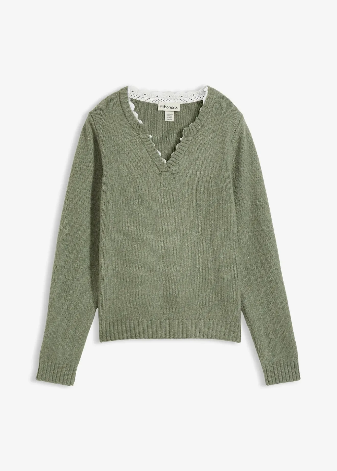 bonprix Pull à empiècement dentelle|Femme Maille|Pulls & Gilets