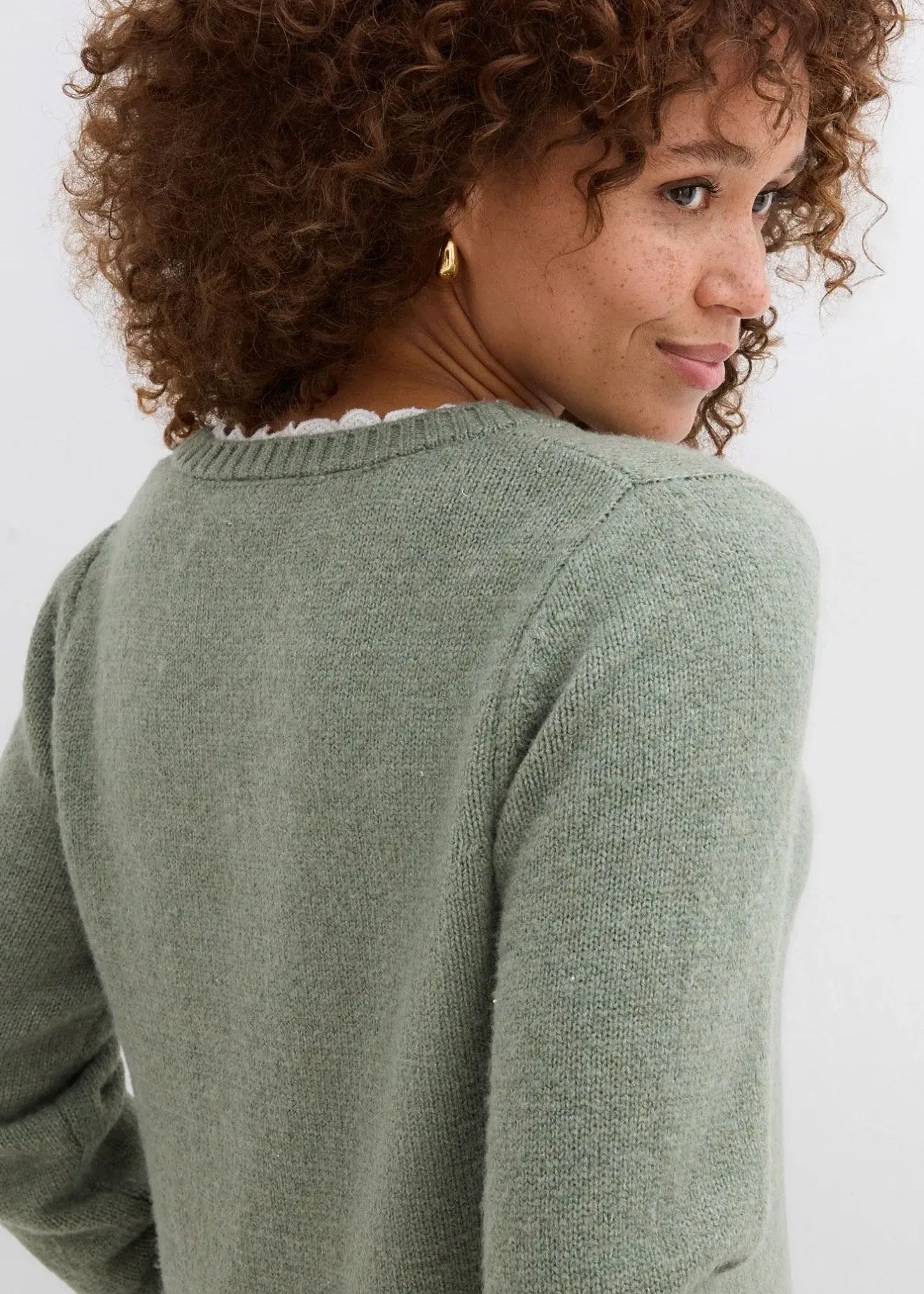 bonprix Pull à empiècement dentelle|Femme Maille|Pulls & Gilets