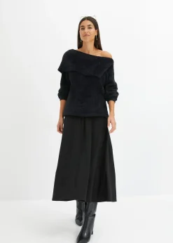 bonprix Pull à encolure Bardot asymétrique|Femme Maille|Pulls & Gilets