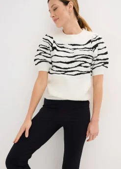 bonprix Pull à manches bouffantes|Femme Maille|Pulls & Gilets