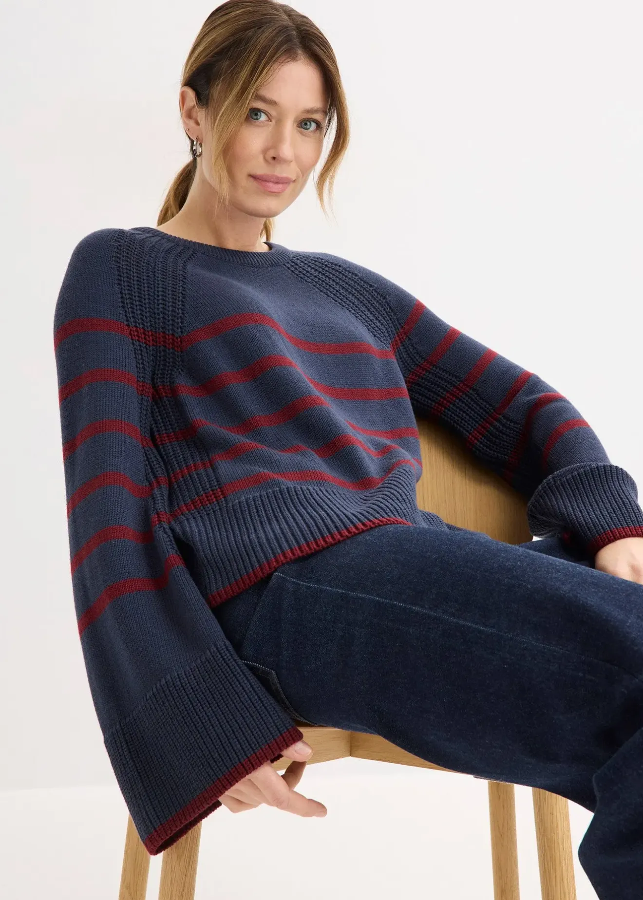 bonprix Pull à rayures contrastantes|Femme Maille|Pulls & Gilets