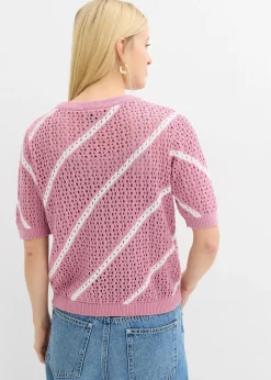 bonprix Pull ajouré 100% coton|Femme Maille|Pulls & Gilets