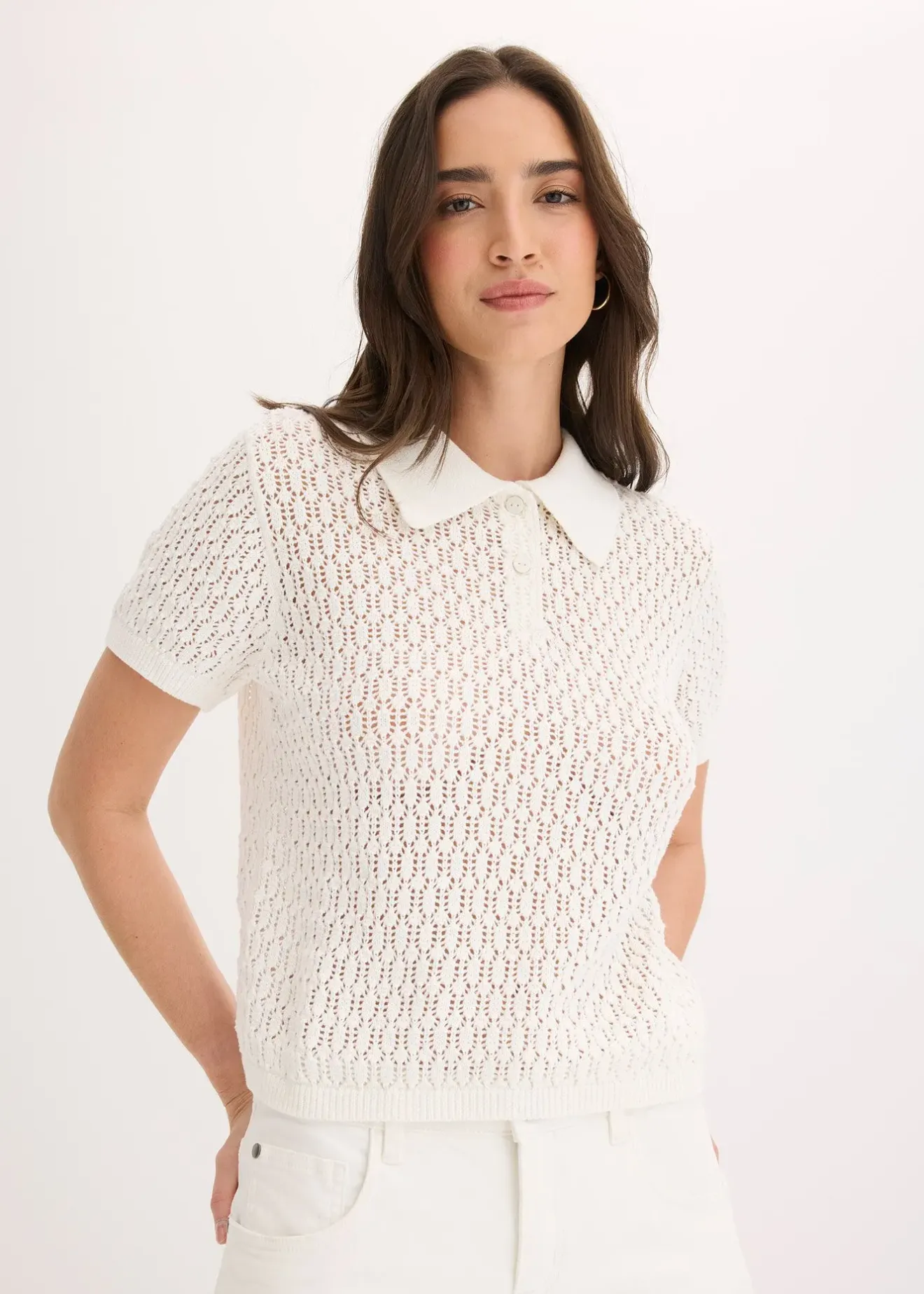 bonprix Pull ajouré 100% coton|Femme Maille|T-Shirts & Tops
