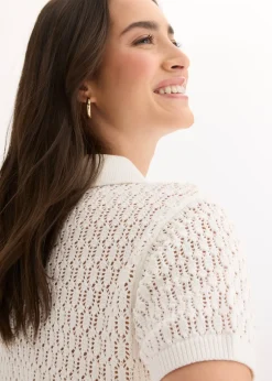 bonprix Pull ajouré 100% coton|Femme Maille|T-Shirts & Tops