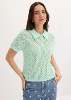 Femme bonprix Maille|T-Shirts & Tops|Pull ajouré 100% coton