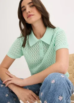 Femme bonprix Maille|T-Shirts & Tops|Pull ajouré 100% coton
