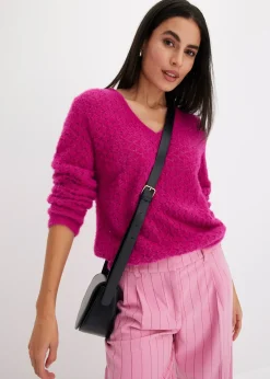 Femme bonprix Maille|Pulls & Gilets|Pull ajouré avec fil peluche