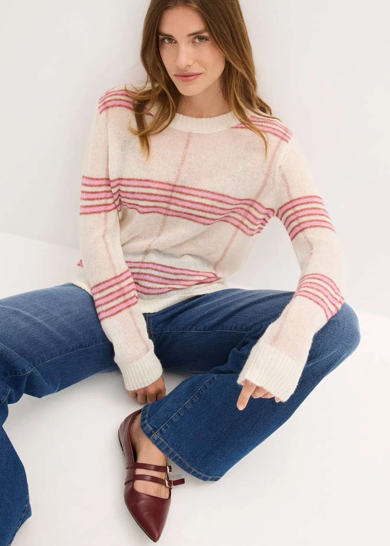 bonprix Pull ajouré avec laine et alpaga|Femme Maille|Pulls & Gilets