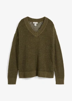 bonprix Pull ajouré en lin mélangé|Femme Maille|Premium