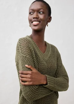 bonprix Pull ajouré en lin mélangé|Femme Maille|Premium