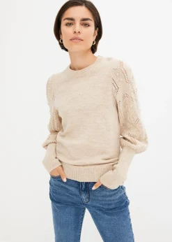 Femme bonprix Maille|Pulls & Gilets|Pull aux manches ajourées