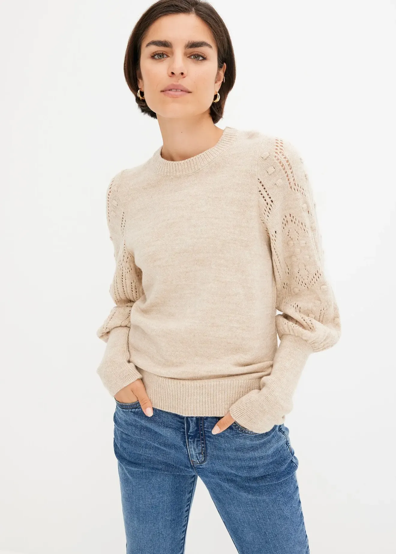 Femme bonprix Maille|Pulls & Gilets|Pull aux manches ajourées