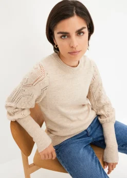 Femme bonprix Maille|Pulls & Gilets|Pull aux manches ajourées