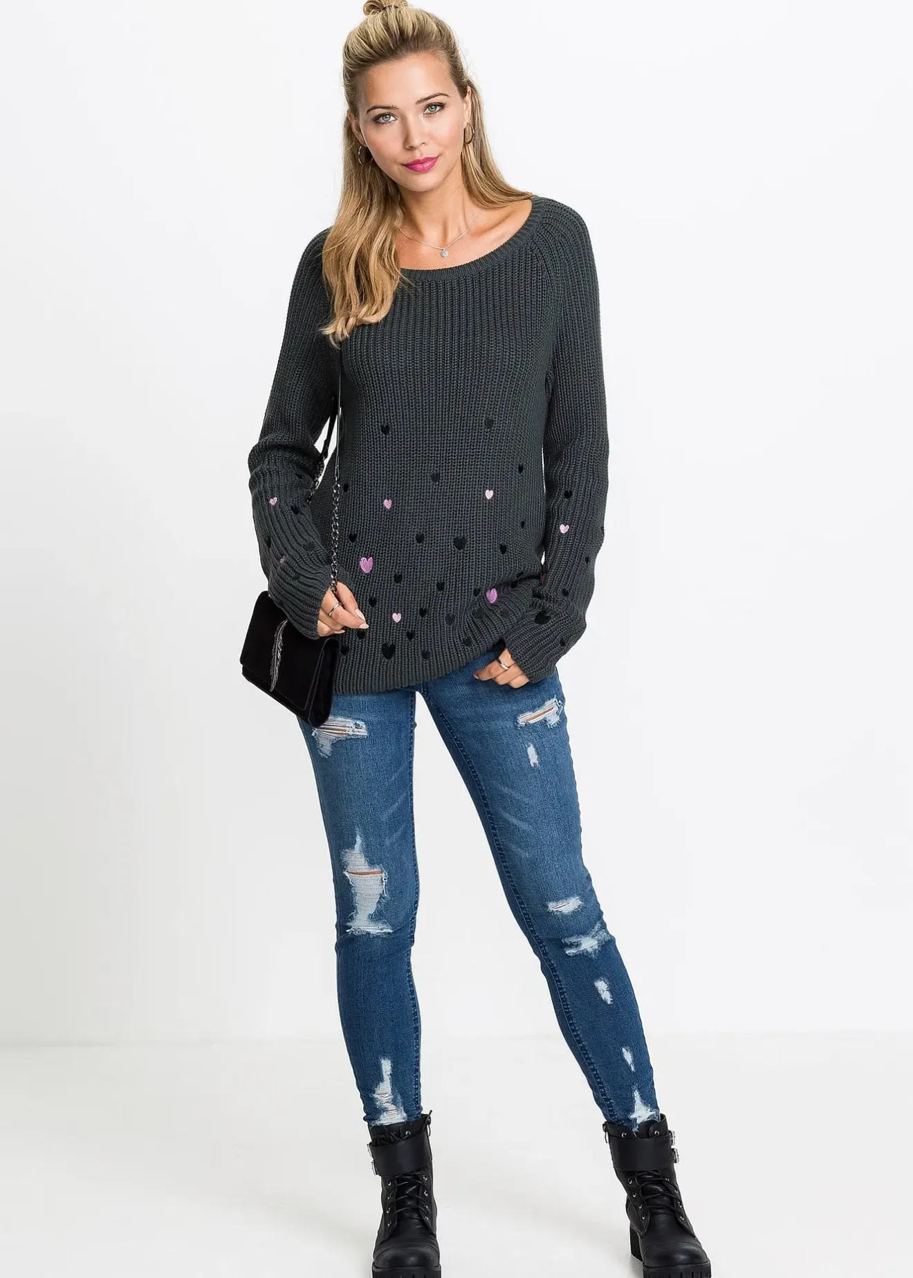 Femme bonprix Maille|Pulls & Gilets|Pull avec broderies