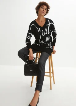 bonprix Pull avec inscription|Femme Maille|Pulls & Gilets