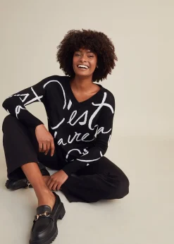 bonprix Pull avec inscription|Femme Maille|Pulls & Gilets