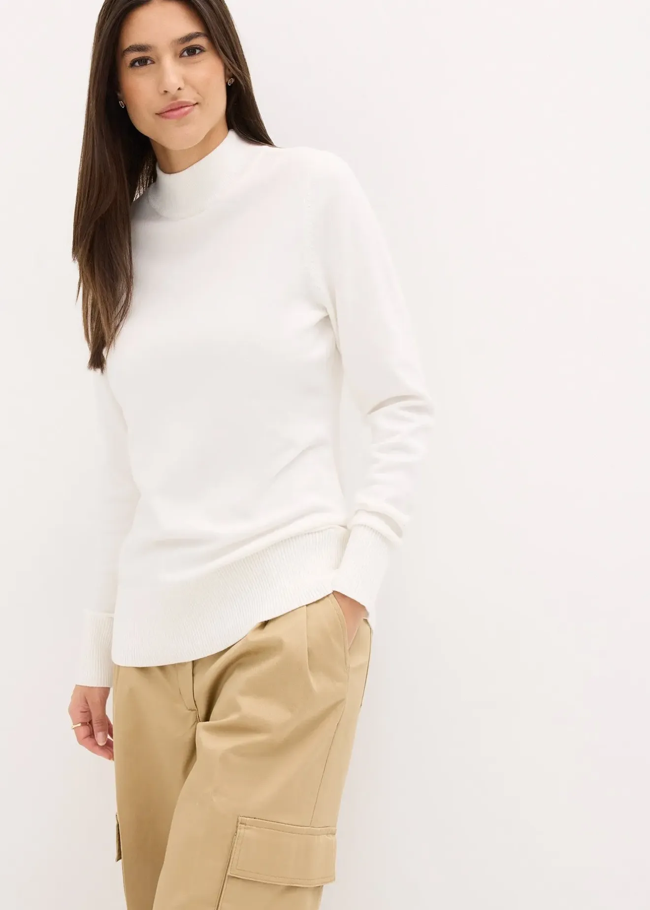 Femme bonprix Maille|Basiques|Pull basique à col montant