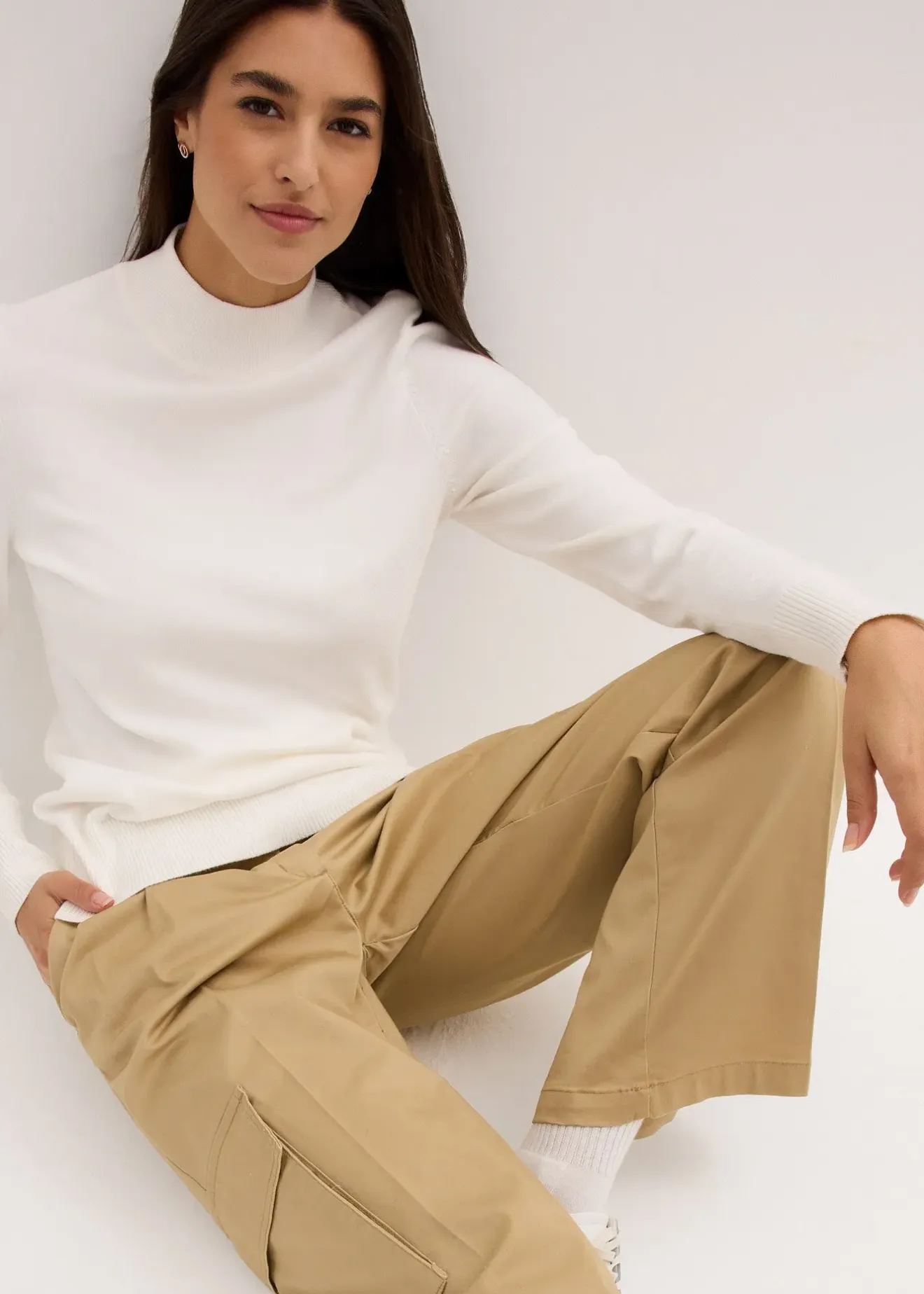 Femme bonprix Maille|Basiques|Pull basique à col montant