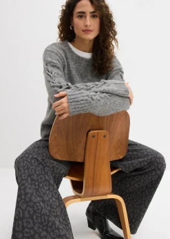 bonprix Pull boxy avec motif tressé sur les manches|Femme Maille|Pulls & Gilets