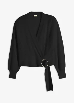 bonprix Pull cache-cœur avec accessoire|Femme Maille|Pulls & Gilets