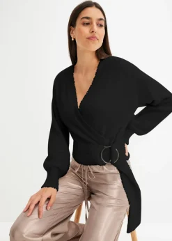 bonprix Pull cache-cœur avec accessoire|Femme Maille|Pulls & Gilets