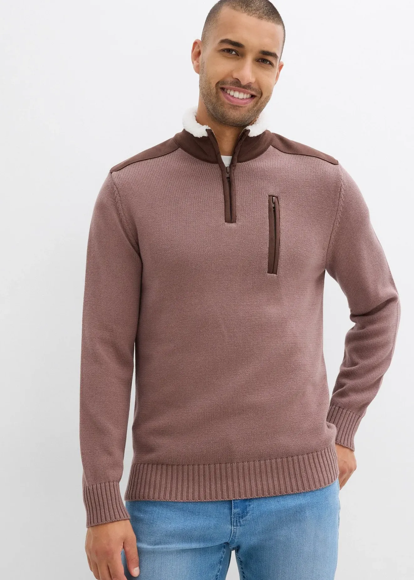 Homme bonprix Vêtements De Plein Air|Pulls & Gilets|Pull camionneur à empiècement tissé