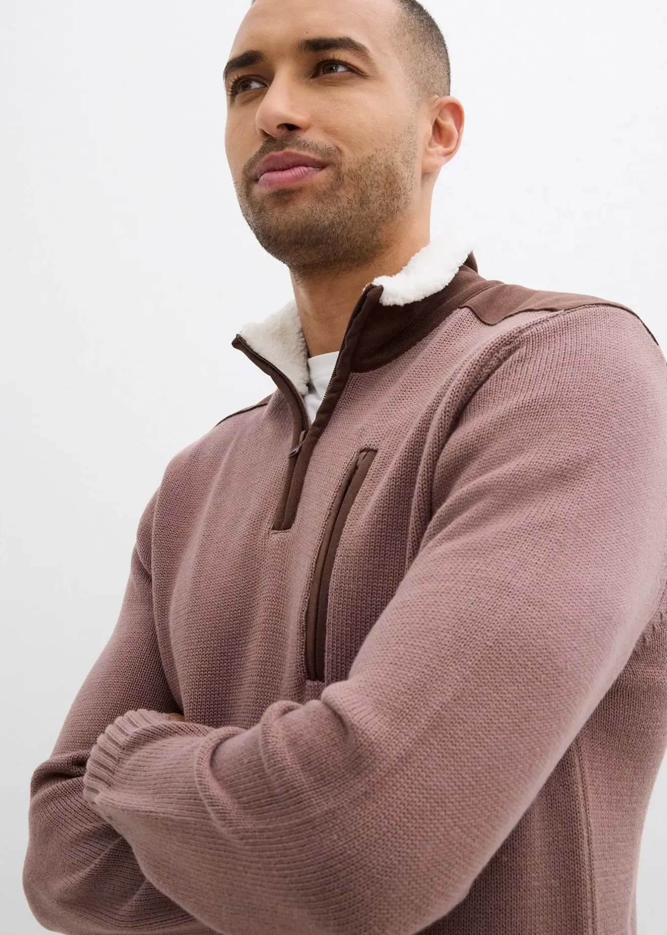 Homme bonprix Vêtements De Plein Air|Pulls & Gilets|Pull camionneur à empiècement tissé