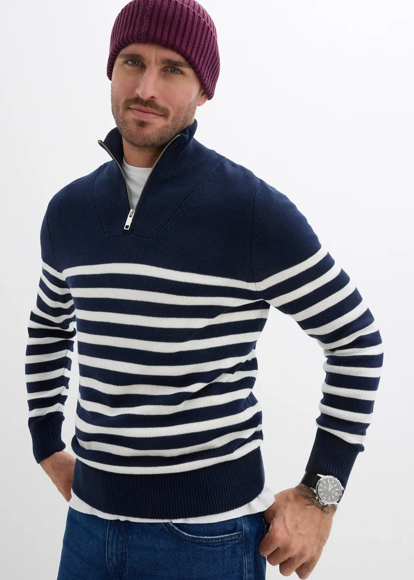 bonprix Pull camionneur doux en coton mélangé|Homme Pulls & Gilets