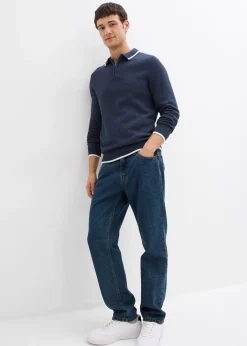 bonprix Pull col polo en coton recyclé majoritaire|Homme Pulls & Gilets